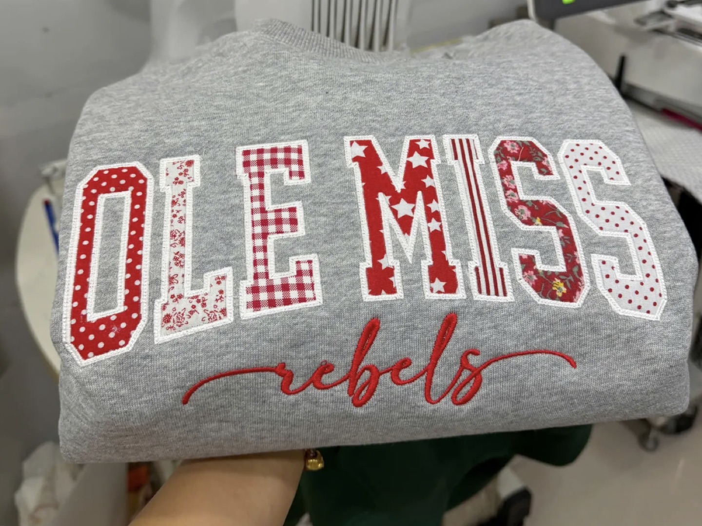 The same design pattern reapplied on an embroidered shirt